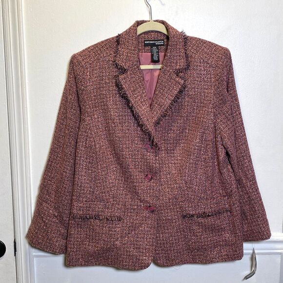 Norton McNaughton Woman 20W Raspberry Tweed Blazer Jacket Workwear Y2K - Picture 1 of 6